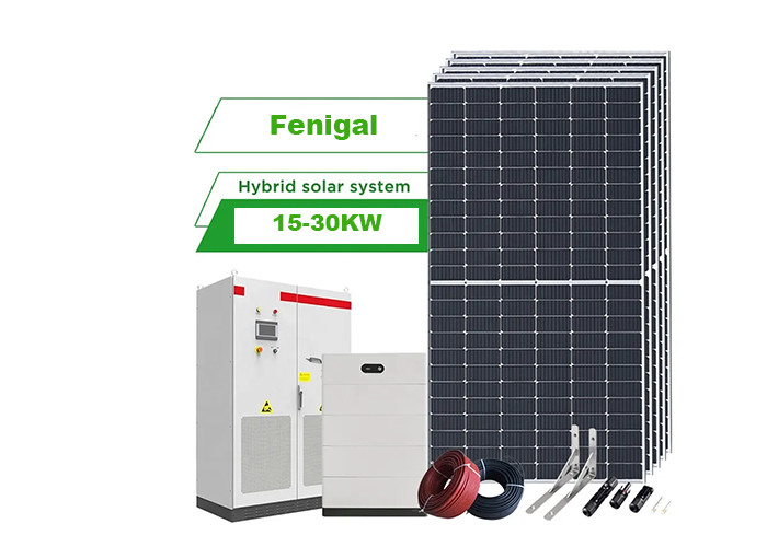 سیستم انرژی خورشیدی هیبریدی 3 فاز پانل های 15KW 30KW کیت خورشیدی با باتری ذخیره سازی